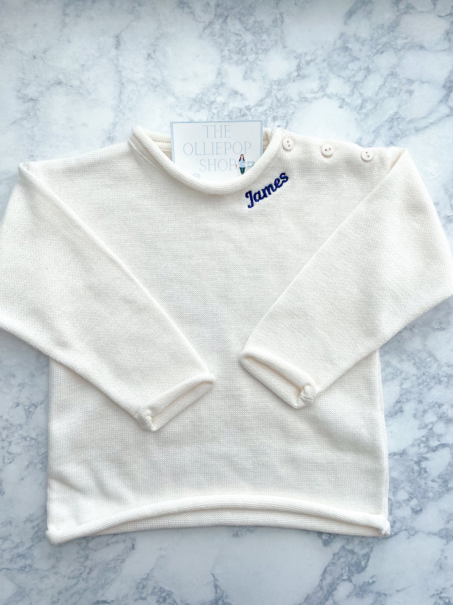 Small Neckline Name Rollneck Button Neck Sweater