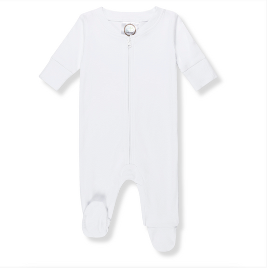 White Infant Zipper Sleeper Footie