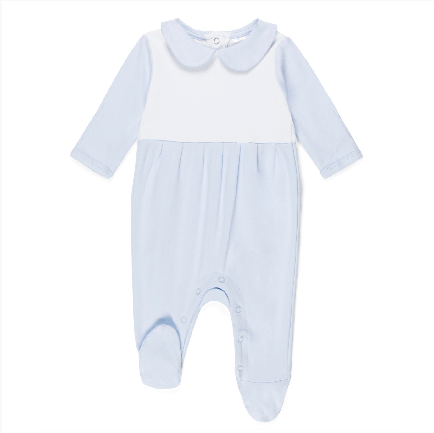 Blue and White Infant Peter Pan Footie Sleeper