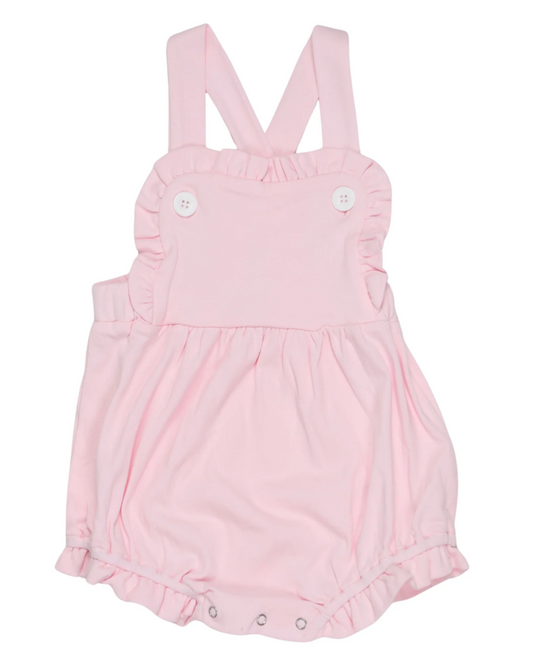 Unisex Light Pink Bubble Monogram Personalized Sun Suit Bubble with Snap Closure