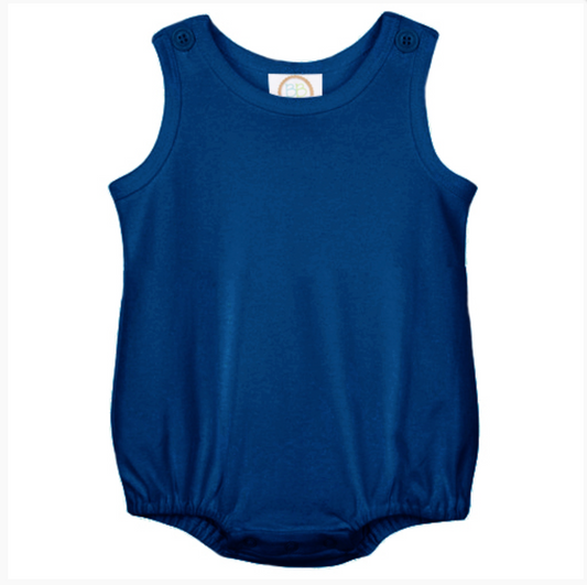 Navy Knit Bubble-With Top Buttons