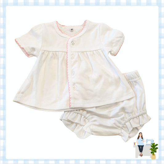 Diaper Set-Pink Picot Trim
