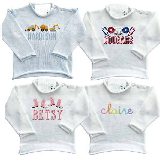 Name or Monogram with Design Rollneck Sweater