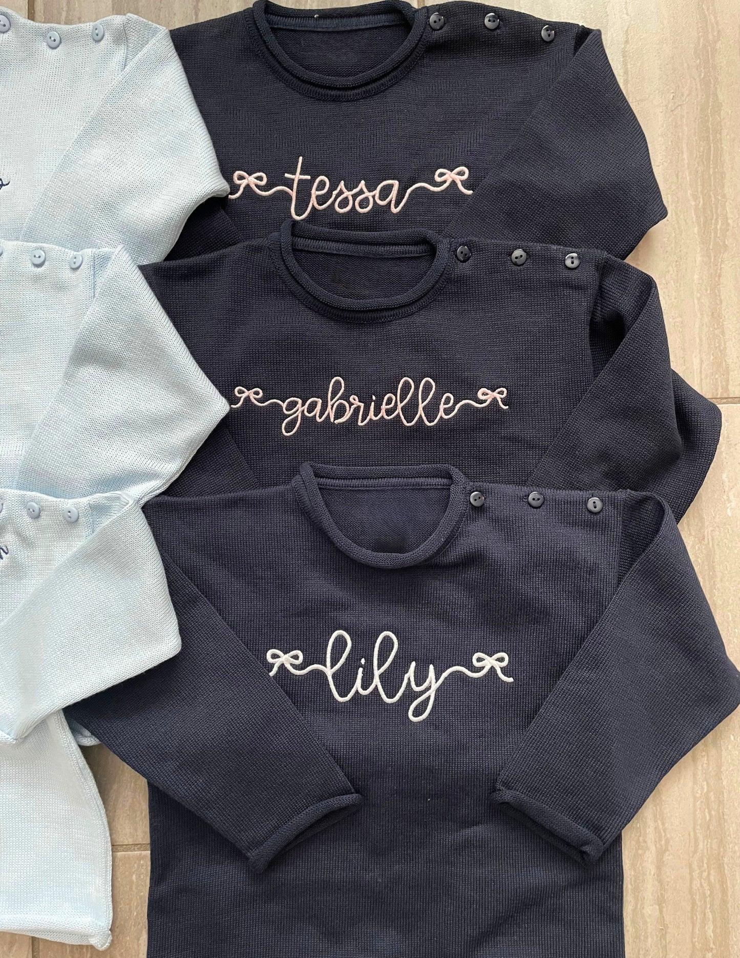 Bow Name Rollneck Button Neck Sweater