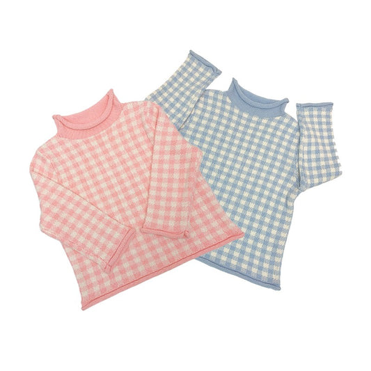 Signature Rollneck Sweater - Blue Gingham (Fits TTS)