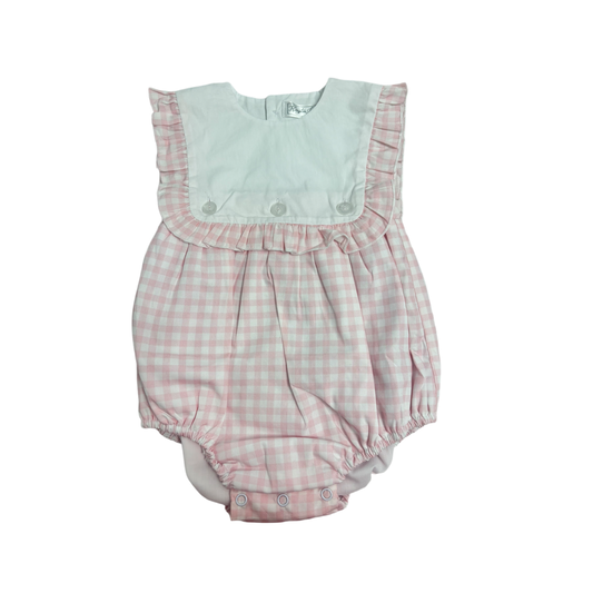 Hampton Light Pink Gingham Ruffle Button Bubble