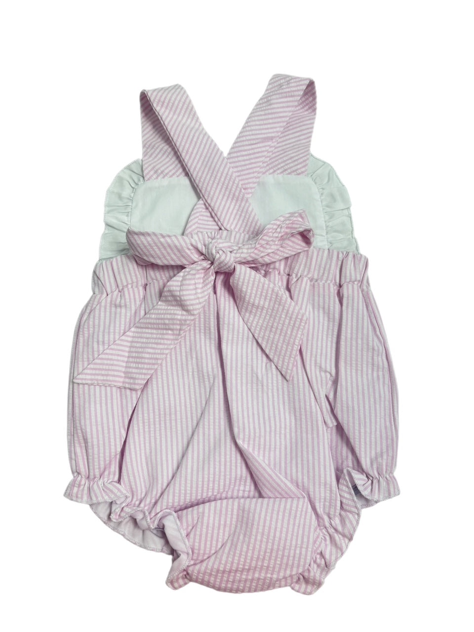 Hampton Light Pink Ruffle Seersucker Sunsuit