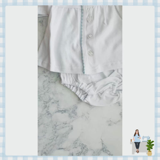 Diaper Set-Blue Picot Trim